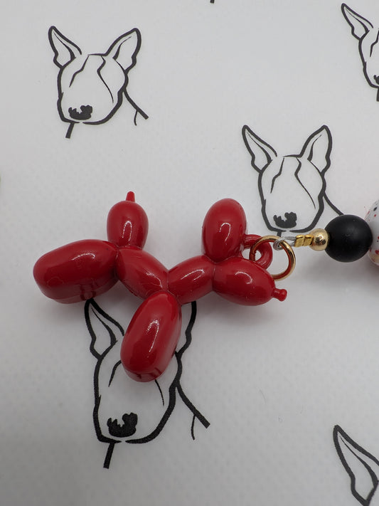 Balloon Dog Keyring | Red Black & Gold Speckled Bead | Cute Dog Keychain Gift