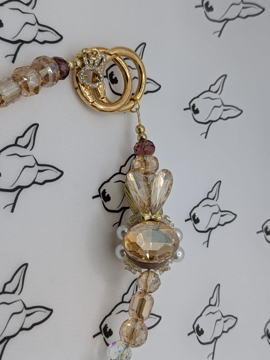 Champagne & Gold Phone Strap | Bunny Bling Glass Beads | Cute Phone or Bag Charm Gift