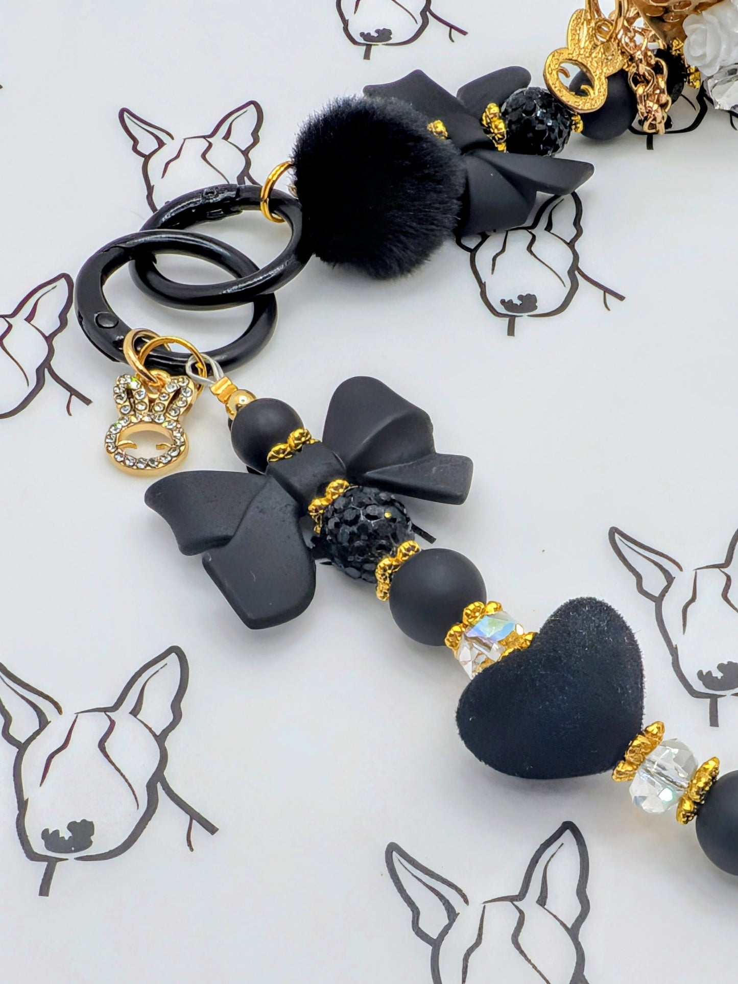 Sparkle Handbag Phone Strap | Matt Black Glass Beads | Cute Phone or Bag Charm Gift