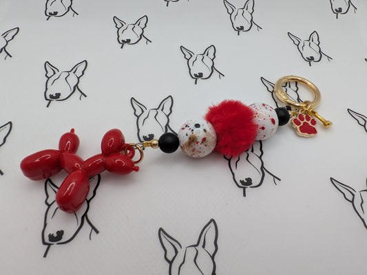 Balloon Dog Keyring | Red Black & Gold Speckled Bead | Cute Dog Keychain Gift