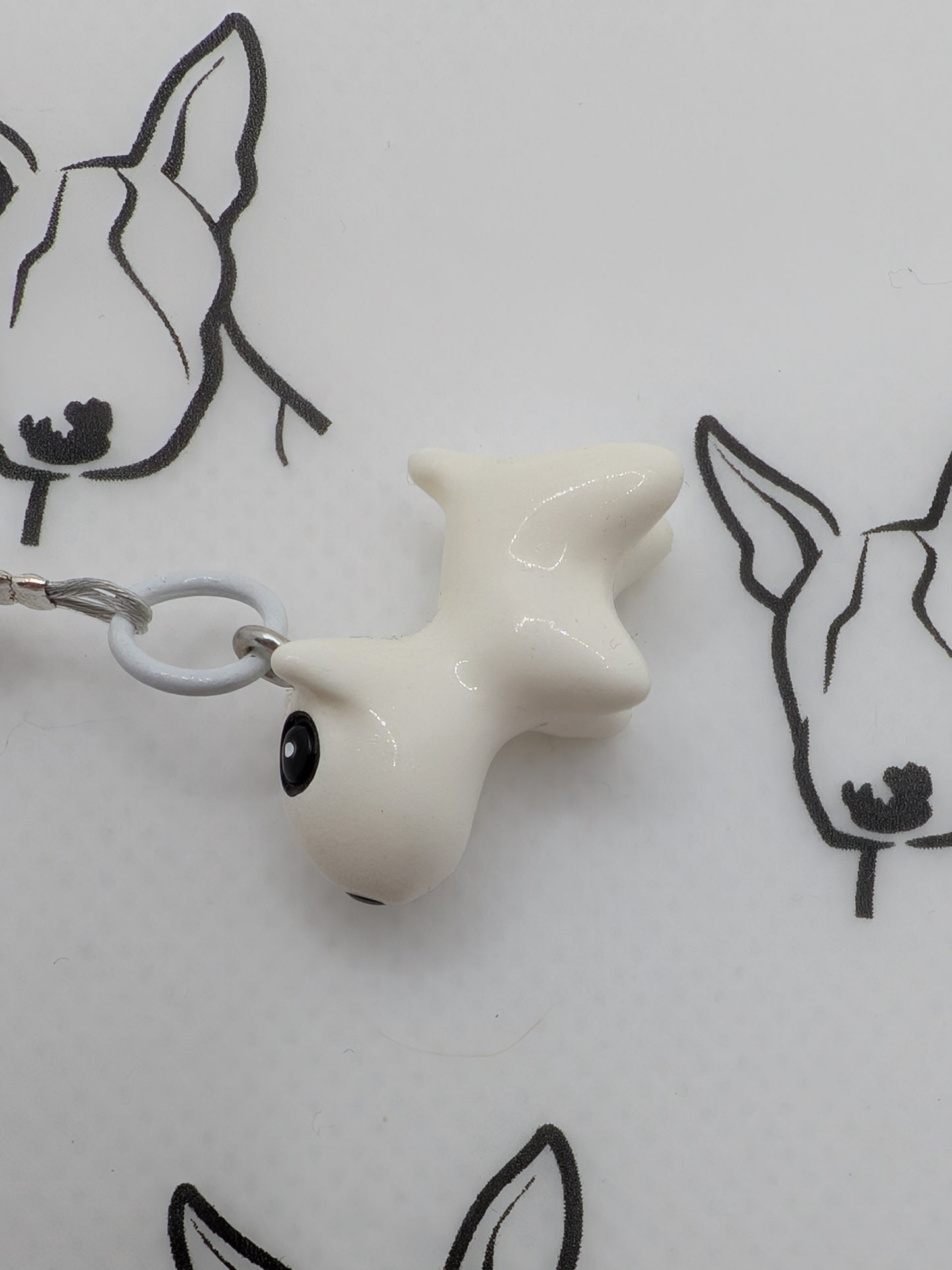 Bull Terrier Keyring | Purple Flower Glass Bead | Cute Dog Keychain Gift
