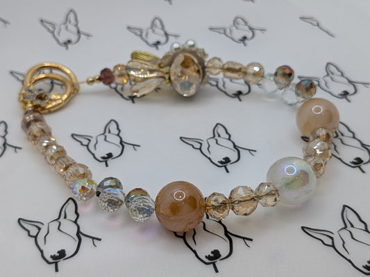 Champagne & Gold Phone Strap | Bunny Bling Glass Beads | Cute Phone or Bag Charm Gift