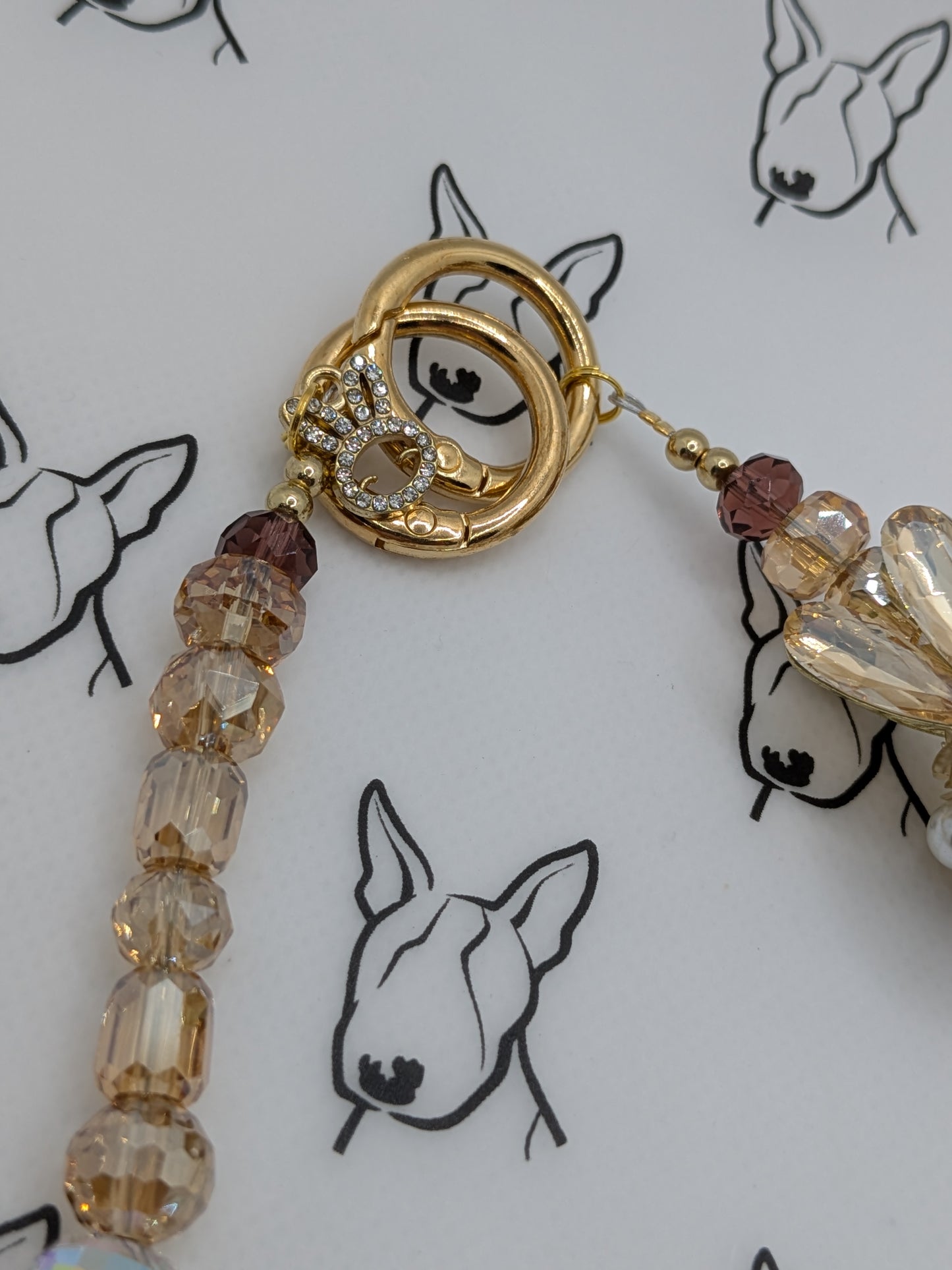 Champagne & Gold Phone Strap | Bunny Bling Glass Beads | Cute Phone or Bag Charm Gift