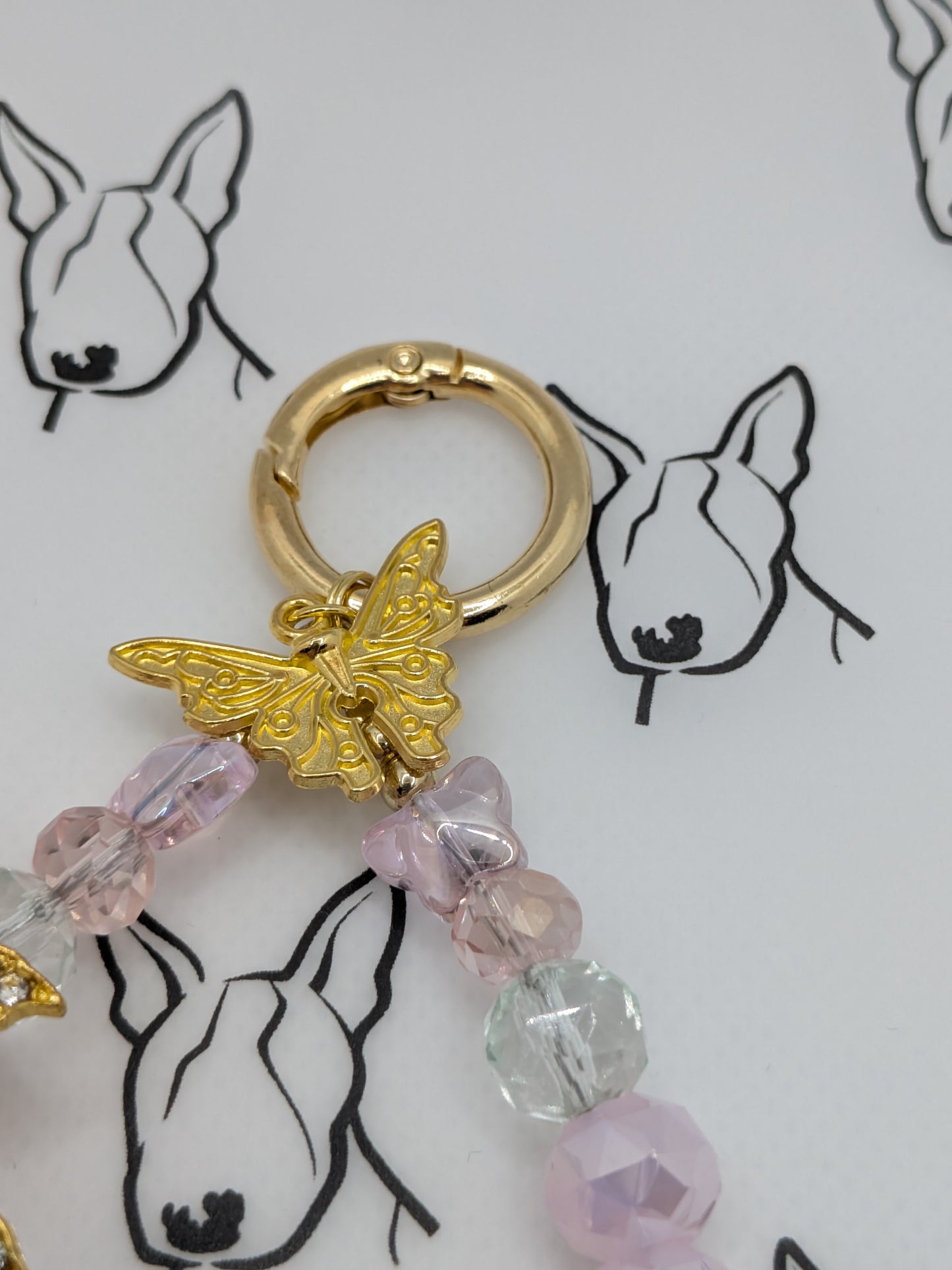 Pink Rose Phone Strap | Rose Bling Bead | Cute Phone or Bag Charm Gift