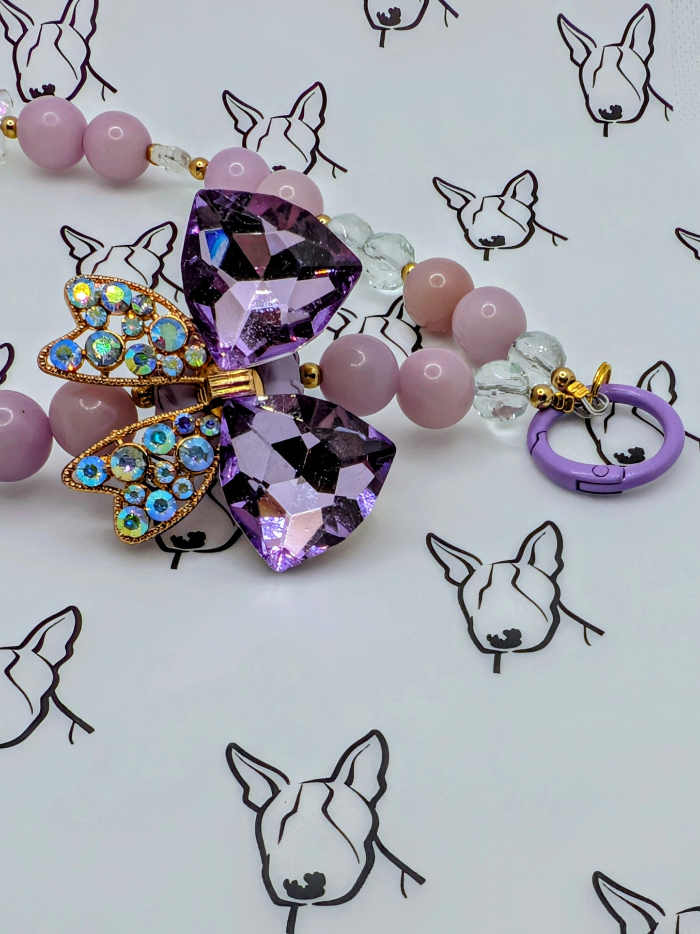 Bohdi Bead Phone Strap | Purple Bling Bow Charm | Cute Phone or Bag Charm Gift