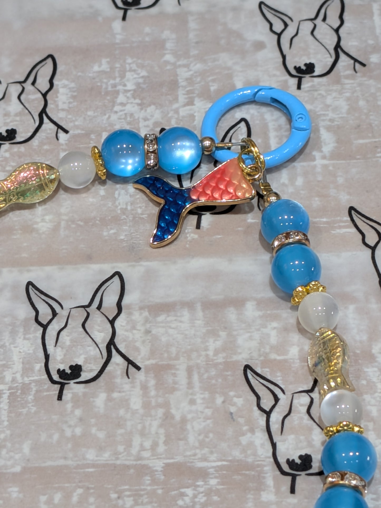 Ocean Theme Phone Strap | Blue Resin & Glass Fish Beads | Cute Phone or Bag Charm Gift