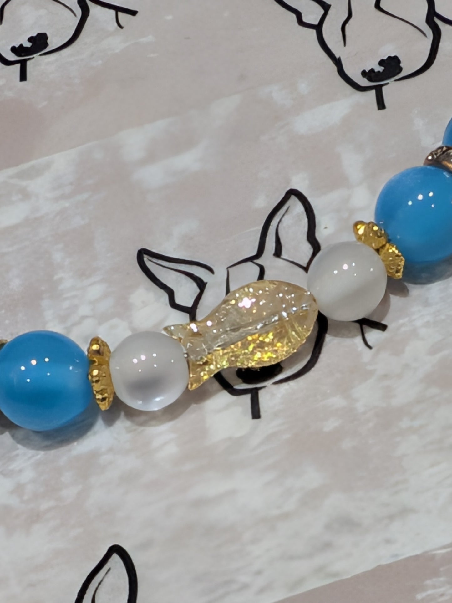 Ocean Theme Phone Strap | Blue Resin & Glass Fish Beads | Cute Phone or Bag Charm Gift