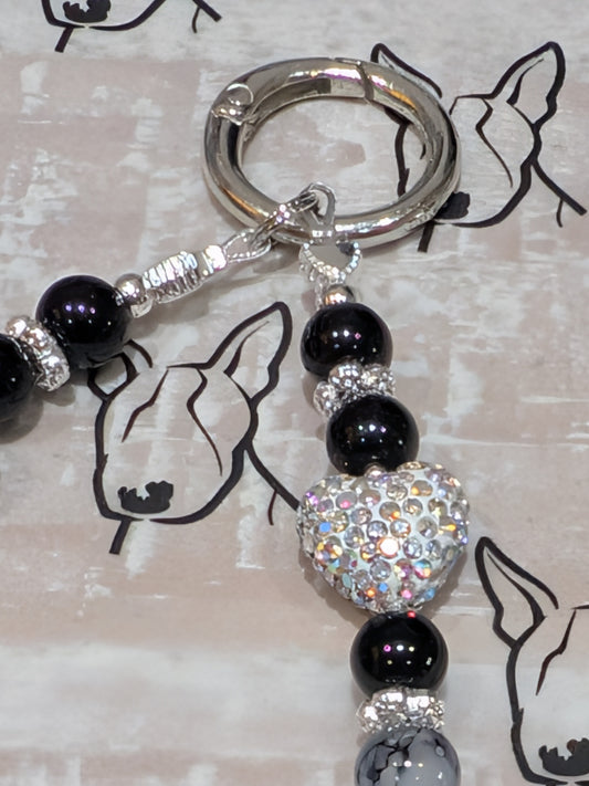 Chic Sparkle Heart Phone Strap | Glass Beads | Cute Phone or Bag Charm Gift