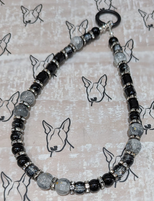 Black Sparkle Phone Strap | Glass Beads | Cute Phone or Bag Charm Gift