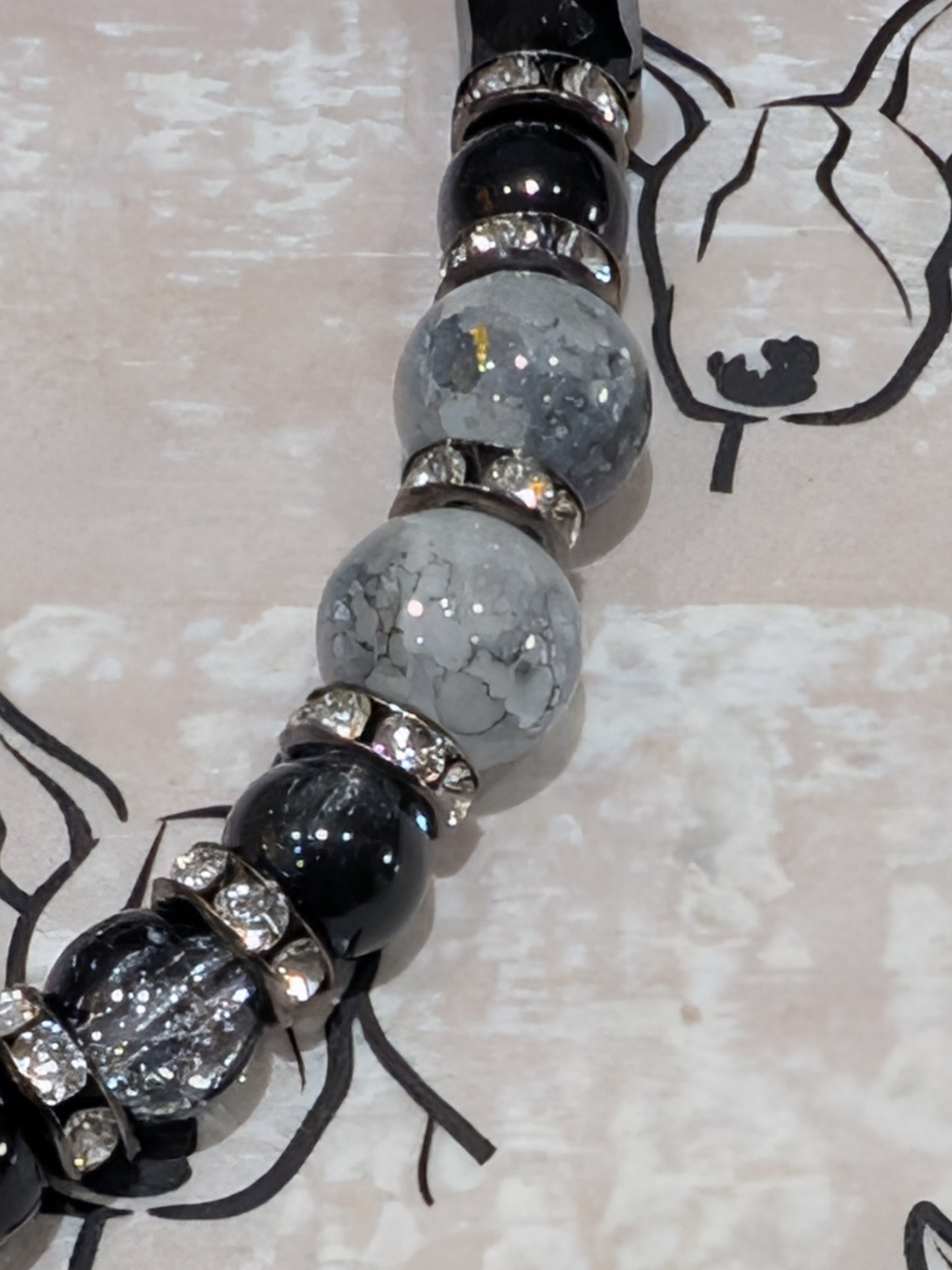 Black Sparkle Phone Strap | Glass Beads | Cute Phone or Bag Charm Gift