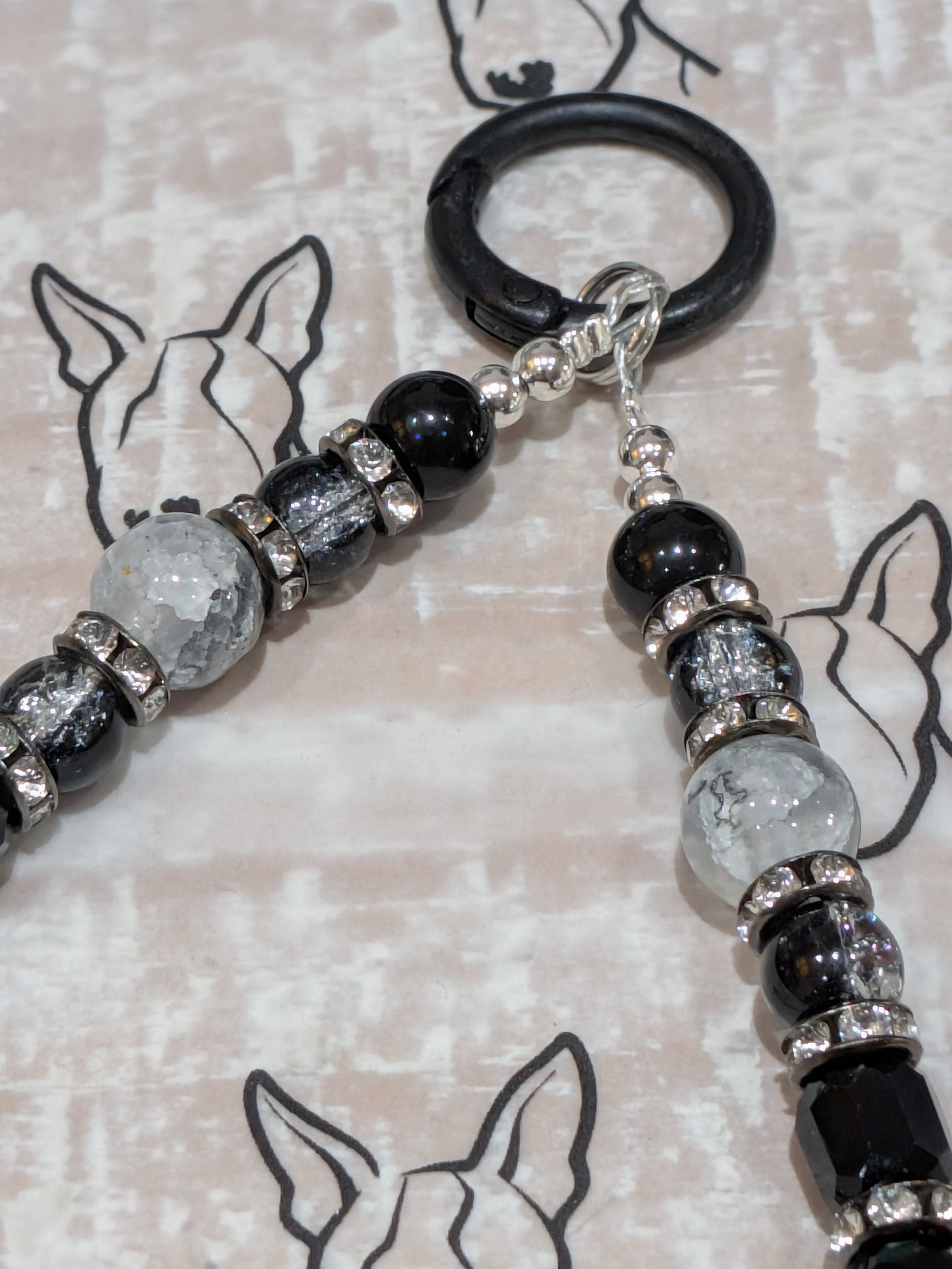 Black Sparkle Phone Strap | Glass Beads | Cute Phone or Bag Charm Gift