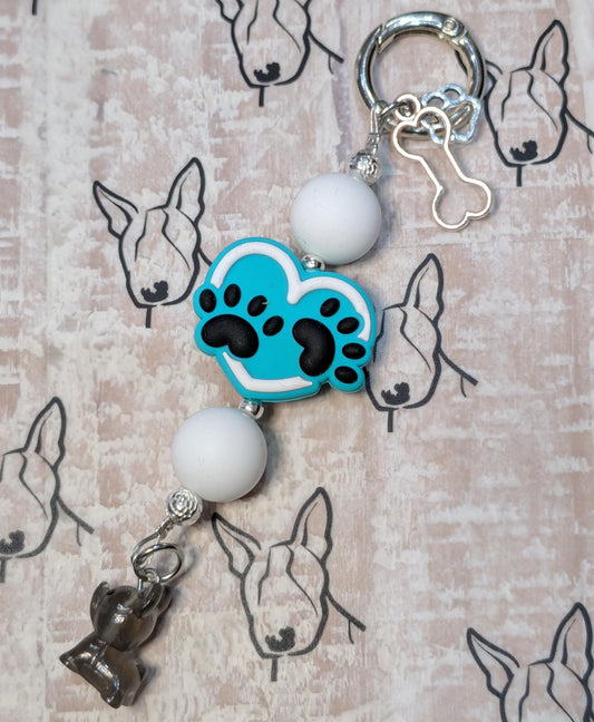 Handmade Beaded Frenchie Keyring / Bag Charm / Phone Charm — Big Heart