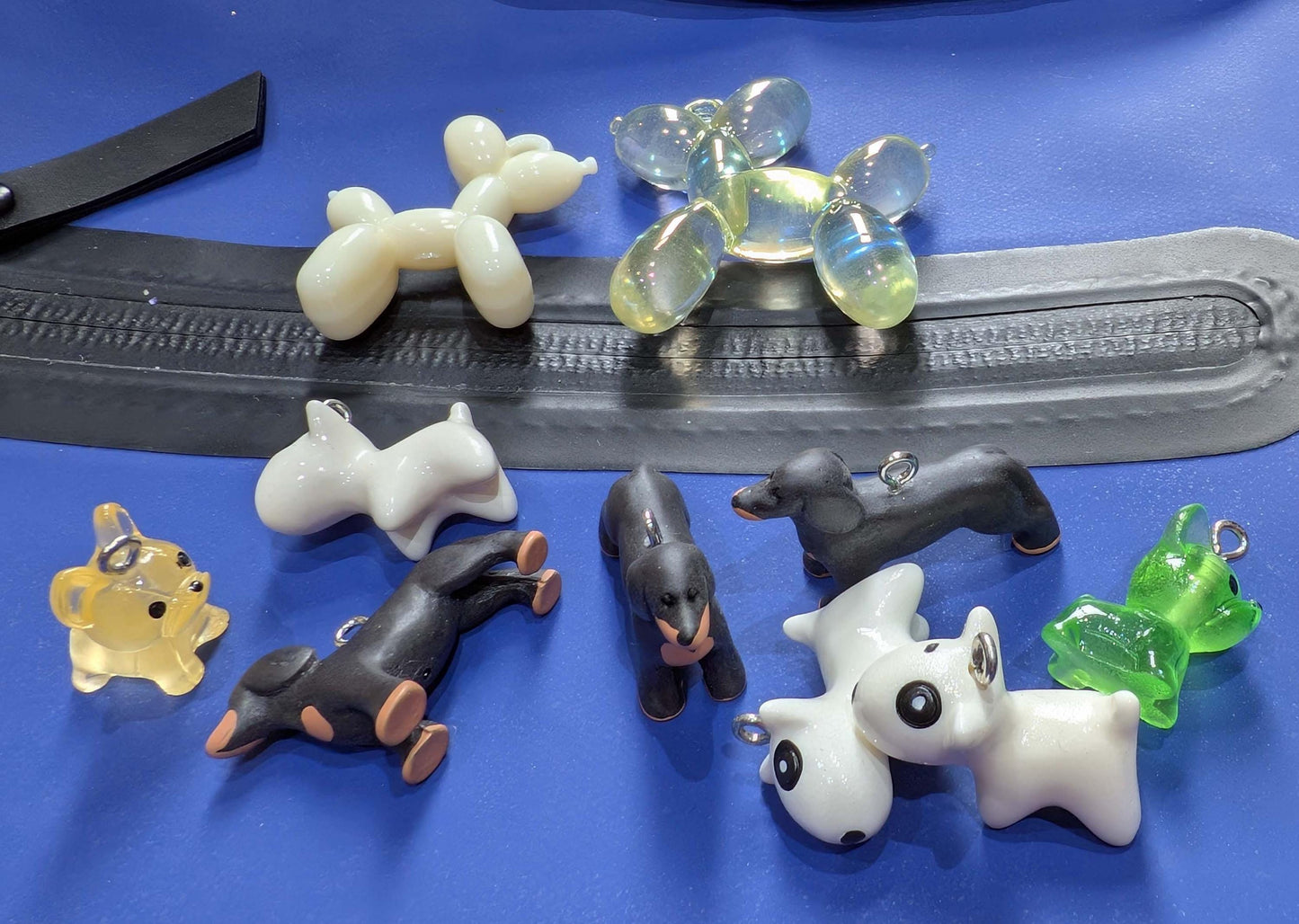 Handmade Beaded Bull Terrier Keyring / Bag Charm / Phone Charm — Purple Disco Bead